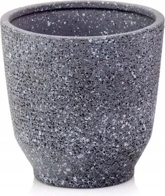 Produktbild von Keramik Übertopf Vintage grau/graphit, Steinzeug-Optik, frostfest, Ø14 cm