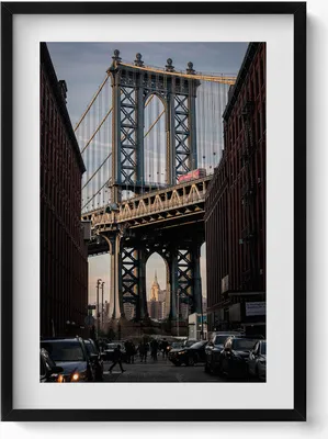 Produktbild von Architektur Brücke und Gebäude– Wandbild mit Rahmen – Gerahmtes Bild – Wanddekoration – 50x70 cm – Schwarz Rahmen