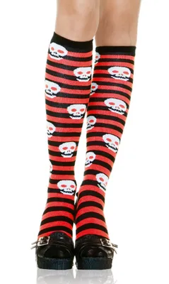 Produktbild von Totenkopf Kniestrümpfe für Halloween Kostüm Damen