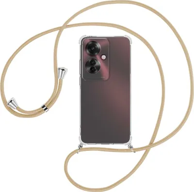 Produktbild von Handykette Backcover-Schutzhülle mit Band (Metall silberfarben) für Oppo Reno11 F 5G - caramel