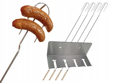Image de J.A. Stallux WO-5/115 Fourchettes de feu Inox Lot de 4 + Support 115cm