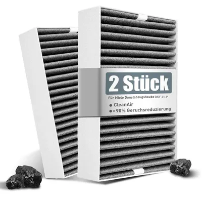 Produktbild von Aktivkohlefilter 2er Set für Dunstabzugshauben kompatibel mit Miele DKF 31-P DAS 2620 2920 4620