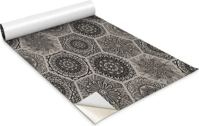 Zdjęcie produktu dla Folia samoprzylepna - Okleina meblowa - Dekoracyjna - Do mebli - Tapeta - Naklejka - Folia - Kwiaty w kostkach - 100 x 50 cm