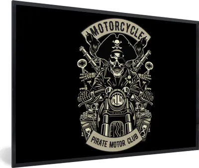Produktbild von MuchoWow® MuchoWow® Gerahmtes Poster Motor - Pirat - Skelett - Vintage 30x20 cm - Poster mit zchwarzem Bilderrahmen - Kunstdruck - Bild-Poster