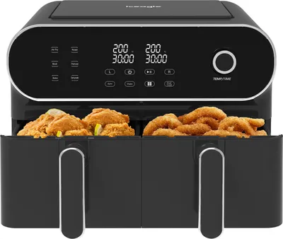 Produktbild von Heißluftfritteuse 11L Doppelkammer mit Drehknopf, 5 Kochprogramme
