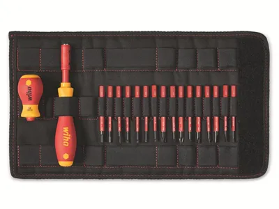Produktbild von Schraubendreher und Bit Set slimVario® gemischt 19-tlg. inkl. Falttasche (41231)