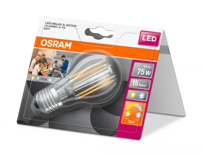 Produktbild von Osram LED Filament Leuchtmittel Relax & Active Classic A 8W = 75W E27 klar 1055lm warmweiß & kaltweiß 2700K & 4000K
