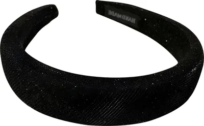 Image de Large serre-tête en tissu uni brillant - noir noble