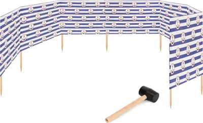 Produktbild von Garronda Strand Windschutz Sichtschutz 10m lang plus Gummihammer GAEX001 (Streifen/Anker-2, 10 m)