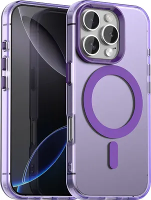 Produktbild von Handyhülle für iPhone 12, Hülle Kompatibel mit MagSafe, Schlank Durchscheinend Matt Stoßfest Schutzhülle Lila