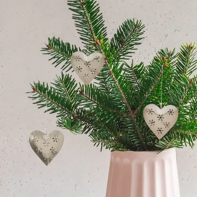Immagine prodotto di set di 3 ciondoli natalizi Decorazioni natalizie | ciondolo decorativo in metallo cuore argento