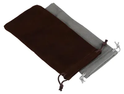 2er-Pack Kordelzug-Geschenktüten 17x8cm, Flanell, Braun/Grau