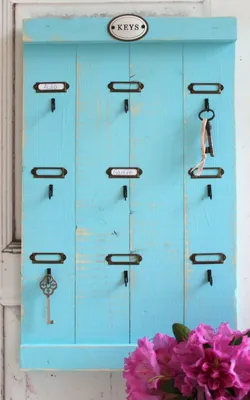 Produktbild von Landhaus Schlüsselbrett, LAURENS hellblau Shabby antique chic Handgefertigt