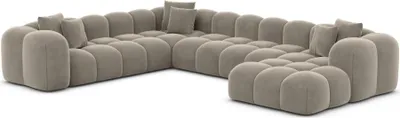 Produktbild von Samtstoff U-Form XXL Wohnlandschaft Valora Taupe Rechts