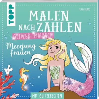 Produktbild von Malen nach Zahlen Glitzer-Malbuch Meerjungfrauen