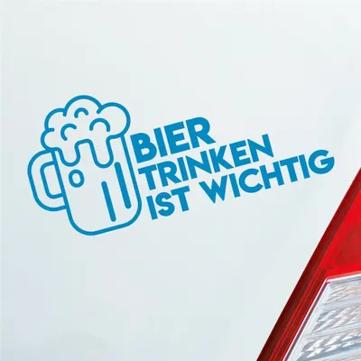 Produktbild von Auto Aufkleber Bier Trinken ist wichtig Saufen Party Feiern 19x9 cm Hellblau Sticker Heckscheibenaufkleber