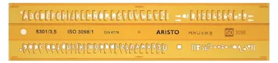 Produktbild von Aristo Schriftschablone gerade 3.5 mm ISO 3098-1/DIN 6776 H-Profil, Typ B