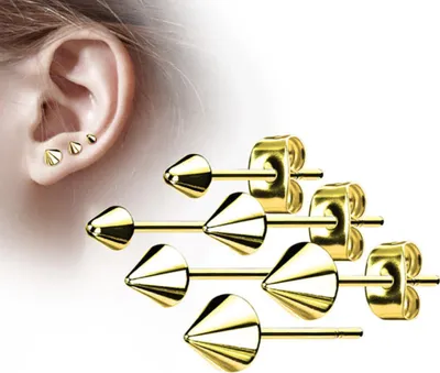 Produktbild von Ohrstecker Spikes Ohrringe Edelstahl Gold 3 mm