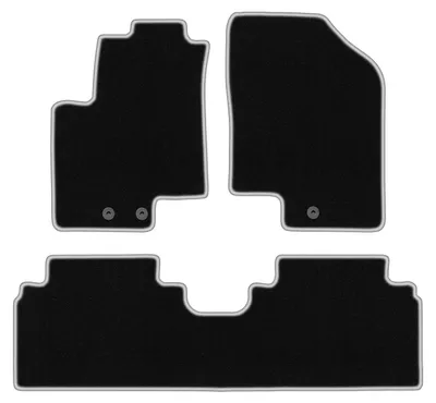 Produktbild von Fußmatten Automatten Velours Schwarz/Silber für Hyundai ix20 2010-2018 Set 3-tlg