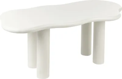 Produktbild von BELIANI Esstisch Weiß aus MDF und PVC 188 x 94 cm Asymmetrische Form Modernes Design Minimalistisch für Wohnzimmer