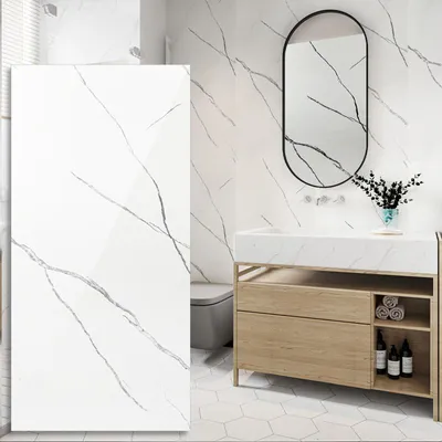 Produktbild von Vigevee Wandpaneele 120×60 cm, weißer Marmor-Look – 4er-Set, Verbundmaterial