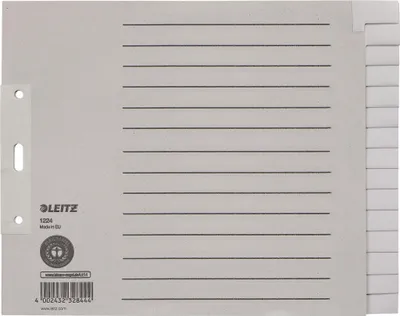 Produktbild von Leitz Register Blanko, Papier, Leerer Registerindex, Papier, Grau, 100 g/m², 240 mm, 200 mm
