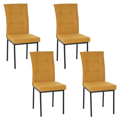Produktbild von Stuhl Matthew 4er Set Gelb mit Karosteppung, Sitzhöhe 48 cm, 44x96x61 cm