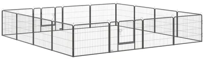 Immagine prodotto di PawHut Recinto per Cani e Animali Domestici con 16 Pannelli Modulabili in Acciaio e 2 Ingressi, 80x1.5x60 cm, Grigio