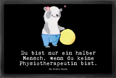 Produktbild von Mr. & Mrs. Panda fußmatte Physiotherapeutin Herz 50 x 75 cm - Schwarz - Geschenk, Schmutzfangmatte, Fußabtreter, Bodenvorleger, Sauberlaufmatte, Fußabstreifer