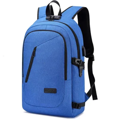 Produktbild von Laptop Rucksack 15.6 Zoll Herren Anti Diebstahl Wasserdicht mit USB Blau
