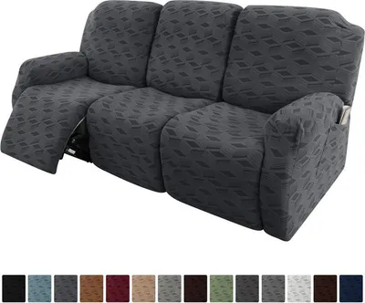 Produktbild von Hussen – Elastischer Sofabezug für Relaxsessel, 3-Sitzer (3-teilig), Dunkelgrau, Vollständiger Sofaschoner fürs Wohnzimmer