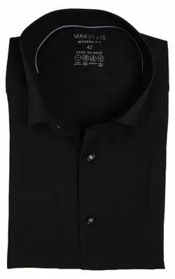 Produktbild von Marvelis - Modern Fit - Herren Langarm Hemd, (762824), Größe:42, Farbe:Schwarz (69)