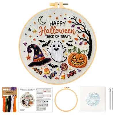 Halloween-Stickpaket Trick or Treat, Kreuzstich-Set mit Vordruck