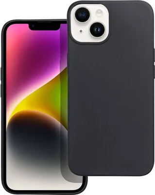 A black phone case is shown next to a smartphone.