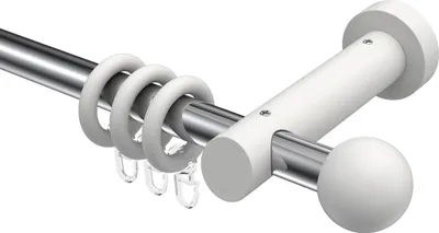 Produktbild von Interdeco Gardinenstange / Vorhangstange Chrom / Weiß, Typ Talena Luina (Kugel), 20 mm Ø 1-läufig, 200 cm