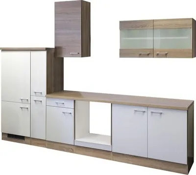 Obrázek produktu pro Kuchyňský blok Flex Well Samoa 300 cm barva čela bílá sonoma dub matná barva korpusu sonoma dub
