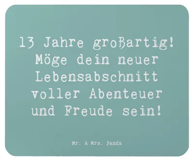 Produktbild von Mr. & Mrs. Panda Mauspad Spruch 13. Geburtstag Freude - Meeresbrise - Geschenk, Teenager, Happy Birthday, Geburtstagsgeschenk, Kindergeburtstag, laptop, pc mousepad