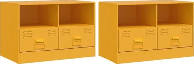 Produktbild von vidaXL TV-Schränke 2 Stk. Senfgelb 67x39x44 cm Stahl