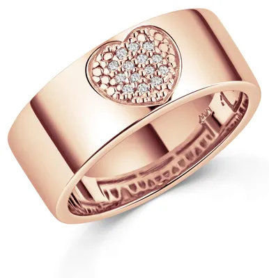 Produktbild von MATERIA Herz Ring Rosegold breit - 925 Silber Bandring Silberring Damen rose vergoldet mit Zirkonia in Ringetui