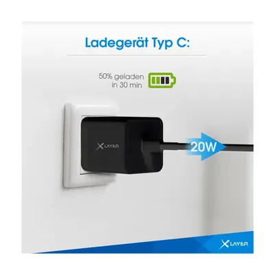 Image de Chargeur USB simple Type-C PD 20 W noir