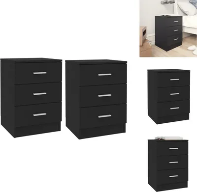 Obrázek produktu pro vidaXL Noční stolky 2 ks černé 38x35x56 cm materiál na bázi dřeva - Noční stolky