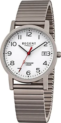 Produktbild von Regent Edelstahl Herren Uhr Armbanduhr Quarz grau Metallarmband D2URF1436