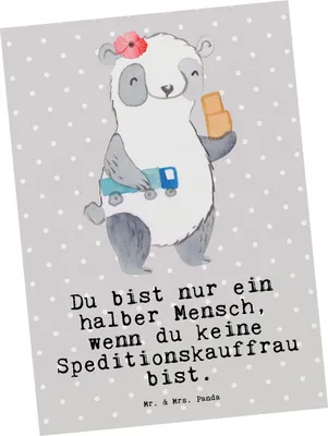 Produktbild von Mr. & Mrs. Panda Postkarte Speditionskauffrau Herz - Grau Pastell - Geschenk, Grußkarte, Ansichtskarten, bildkarte, Postkarten, Ansichtskarte