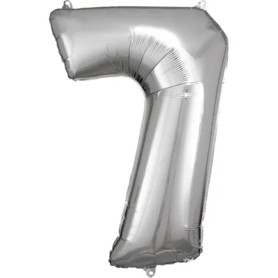 Produktbild von Amscan 9906292 Giant Foil Balloon Number 7, Size 58 X 88 Cm, Silver, Xxl, Helium