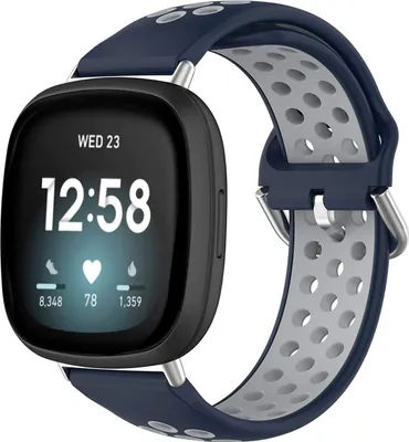 Produktbild von Fitbit Versa 4, Fitbit Versa 3, Fitbit Sense 2, Fitbit Sense Band: imoshion Silikon-Sportband mit silberner Schnalle silberner Kastenanschluss