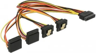 Obrázok produktu pre DeLOCK 60154, 0,3 m, 4 x SATA 15-pin, SATA 15-pin, Samec, Samica, Zlato