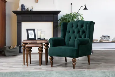 Produktbild von Klassischer Chesterfield Grüner Sessel Ohrensessel Polster Einsitzer