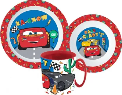 Produktbild von Disney Cars Lightning McQueen Kinder Geschirr-Set 3 tlg. Becher Teller Schüssel – Cars-02