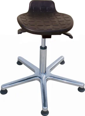 Produktbild von Antistatischer Hocker Orlando mit ESD-Sitz | Sitzhöhe 46-64cm | Ø 61cm | Tragfähigkeit 110kg | Polyurethane-Sitz | Aluminium-Fußkreuz mit Gleiter | Schwarz