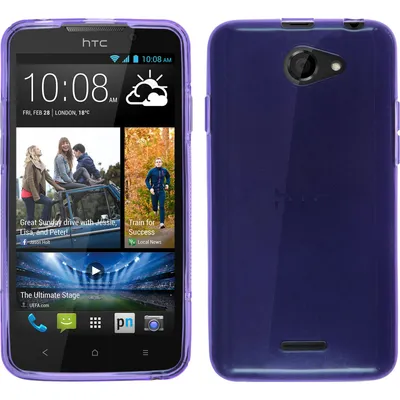 Produktbild von PhoneNatic Case kompatibel mit HTC Desire 516 - lila Silikon Hülle transparent + 2 Schutzfolien